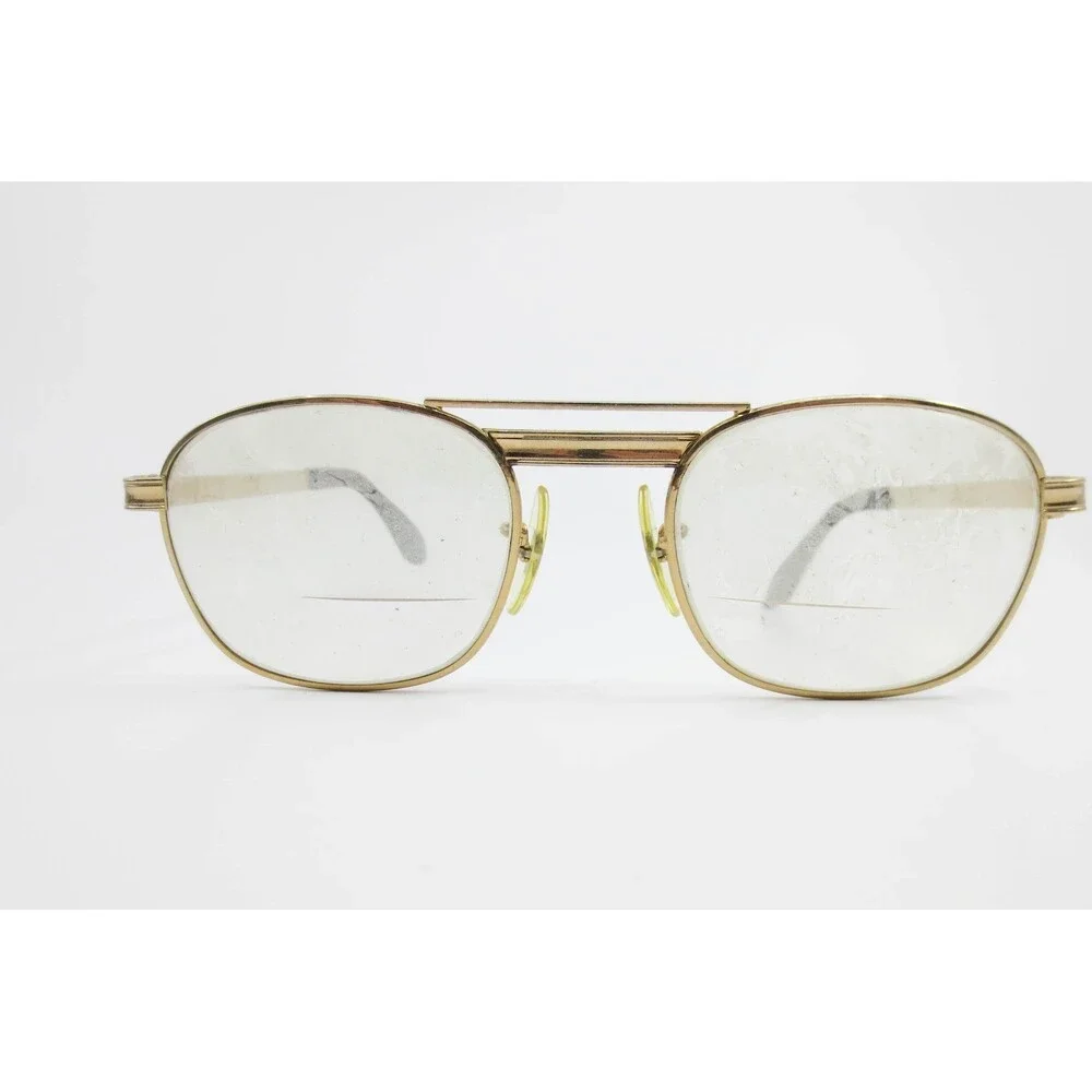 Titmus Z87 Vintage Eyeglasses Gold Tone Double Bridge Oval Frames 5 1/2 Mens